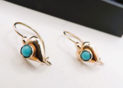 9K Gold Turquoise Gemstone Earrings