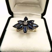 Sterling Silver Sapphire Ring 6 Carats New With Gift Pouch