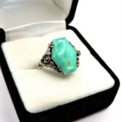 Vintage Artisan Sterling Silver Amazonite Ring