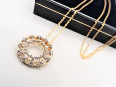 Gold On Sterling Silver Circle of Life Diamond Pendant New With Gift Box