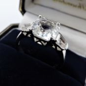 Sterling Silver White Zircon Ring 4.7cts New With Gift Pouch