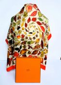 Hermès Silk Scarf Feuilles D’Automne Tourbillons By Christiane Vauzell With Hermes Gift Box