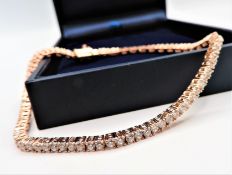 14K Rose Gold On Sterling Silver Tennis Bracelet New With Gift Box