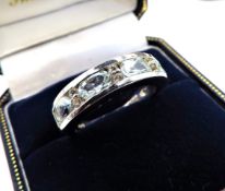 Sterling Silver Aquamarine & White Sapphire Ring New With Gift Pouch
