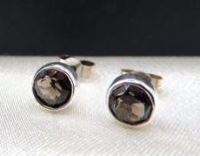 Sterling Silver Smokey Quartz Stud Earrings