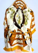 Hermès Silk Scarf Aux Champs By Cathy Latham Circa 1970's