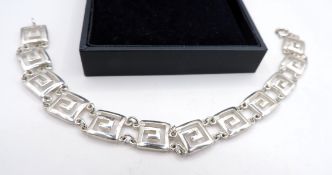 Vintage Artisan Sterling Silver Chunky Greek Key Panel Bracelet 17 Grams Includes A Gift Box