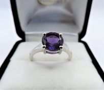 Amethyst Ring In Sterling Silver New With Gift Pouch