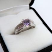 Rose De France Amethyst Ring Sterling Silver