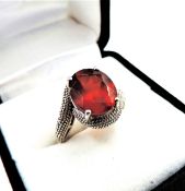 Sterling Silver Ruby Ring 3.8 Carats New With Gift Pouch