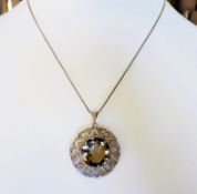 Vintage Artisan Sterling Silver Smokey Quartz Pendant Hallmark Date 1954