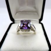 Sterling Silver Amethyst Ring 6cts New With Gift Pouch