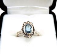 Vintage Artisan Sterling Silver Swiss Blue Topaz Ring