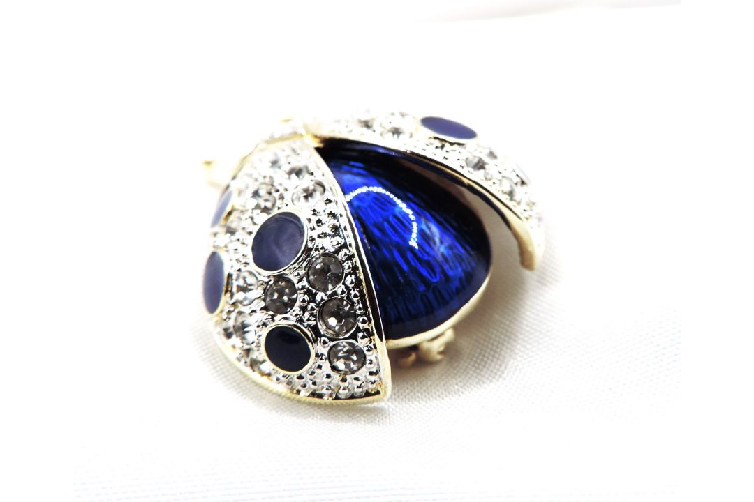 Gold Plated Enamel & Crystal Ladybird Brooch With Gift Pouch - Image 2 of 4