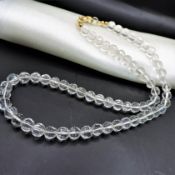 Vintage 7Mm Facet Cut Rock Crystal Bead Necklace With Gift Box