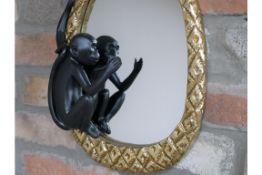 Golden Pineapple & Monkey Themed Mirror