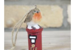 Set of 3 Hanging Robins Sat on a Bus, Car & Postbox