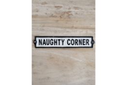 Naughty Corner Cast Iron Sign