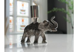 Set of 2 Aluminium Elephant Candlestick Holders
