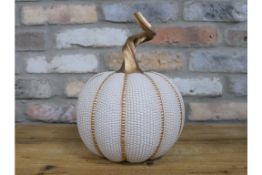 Gold and White Decorative Pumpkin Ornament