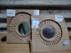 2X Rattan Wall Mirrors. RRP £30. Grade U