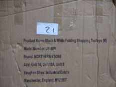 Black and White Folding Shopping Trolleys. RRP £30. Grade U