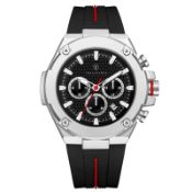 Men's Vonlanthen Chronograph V200 Watch Rubber Strap - Black Red Strap
