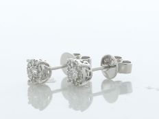 14ct Gold Round Cluster Claw Set Diamond Earring 0.32 Carats