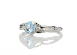 9ct White Gold Fancy Cluster Diamond And Blue Topaz Ring (BT0.50) 0.01 Carats
