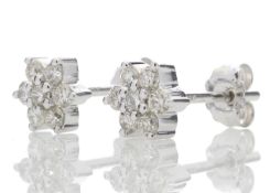 9ct White Gold Diamond Flower Earring 0.45 Carats