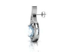 9ct White Gold Diamond And Blue Topaz Earring (BT1.69) 0.05 Carats