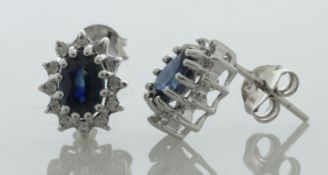 9ct White Gold Diamond And Sapphire Earring (S1.04) 0.12 Carats