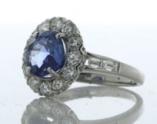 Platinum Oval Cluster Sapphire And Diamond Ring (S2.29) 1.07 Carats