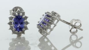 9ct White Gold Diamond And Tanzanite Earring (T0.86) 0.12 Carats