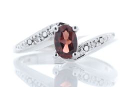 9ct White Gold Diamond And Garnet Ring (G0.50) 0.01 Carats