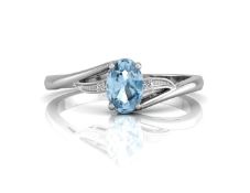 9ct White Gold Fancy Cluster Diamond Blue Topaz Ring (BT0.58) 0.10 Carats