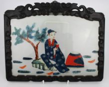 Set of 3 Glass Chinese Reverse Paintings on Glass
