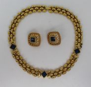 Vintage Swarovski Demi Parure Necklace & Earrings Sapphire Style
