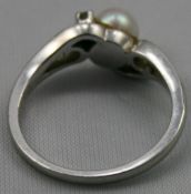 Pearl & Diamond 18ct. White Gold Crossover Ring