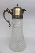 Large Silver Plated Pressed Crystal Claret Jug