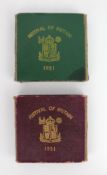 Pair of George VI Festival of Britain 1951 Cased Five Shilling Coins