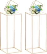 Tall Metal Flower Gold Vase For Wedding Centrepieces Acrylic Panel 2 Pcs 60cm #