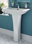 Epitome of Modern Elegance White Modern Style Basin and Pedestal