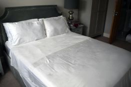 2 x White Bamboo Bed Linen Sets (Double Size) - Duvet Cover, Fitted Sheet, Flat Sheet, 2 Pillowca...