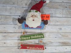 Hanging Santa, wooden sign. 51cm x 32cm. RRP £22.99