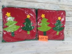 2 x 3D Fabric Christmas tree cushions. 35cm x 35cm. RRP £19.99