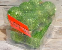 12 x Green Tinsel Effect 6cm baubles, sparse tinsel. RRP £11.99