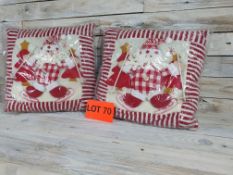 2 x 3D Luxury Santa Skiing cushions, 35cm x 35cm. RRP £29.99