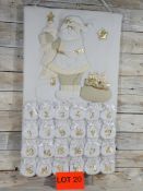 Luxury white, 3D fabric Santa Advent Calendar. 61cm x 38cm. RRP £24.99