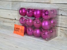 24 pack of Hot Pink 6cm tinsel Baubles. RRP £19.99